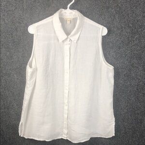 Eileen fisher White Sleeveless Button-Down Shirt Women’s large